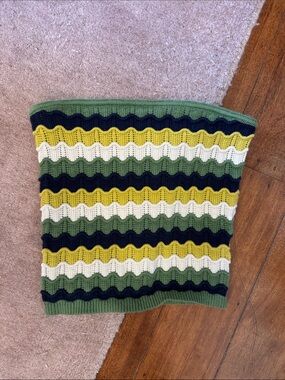 Heartloom Striped Knit Crop Top in Green, Yellow, Navy, Cream